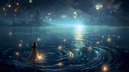 Lunar Lagoon Moonbeams Dance on Midnight Waters .. a