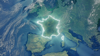 Realistic Earth Glowing Borders France