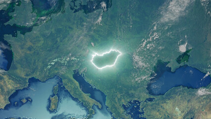 Realistic Earth Glowing Borders Hungary