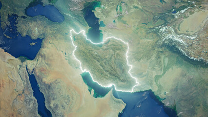 Fototapeta na wymiar Realistic Earth Glowing Borders Iran