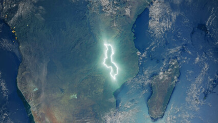 Realistic Earth Glowing Borders Malawi