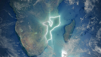 Realistic Earth Glowing Borders Mozambique