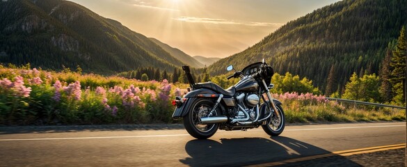 Twilight Thrills: A Motorcycle Journey Through Winding Country Roads