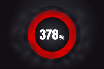 Loading 378%  banner with dark background and red circle and white text. 378% Background design.

