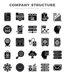 Set of Glyph Company Structure Icons. Glyph art icon. Vector illustration