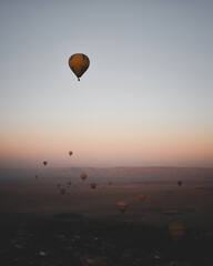 Air balloons flying around Luxor, Egypt