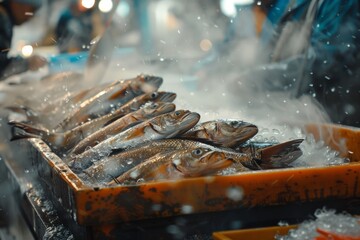 Obraz premium fish industry concept ,seafood for markets and restaurants