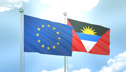 European Union and Antigua and Barbuda Flag Together A Concept of Realations