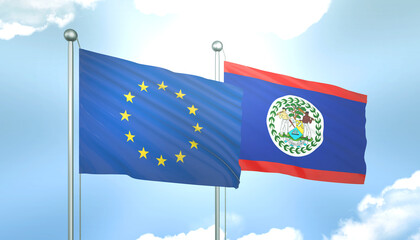 European Union and Belize Flag Together A Concept of Realations