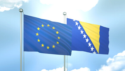 European Union and Bosnia Flag Together A Concept of Realations