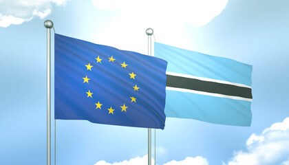 European Union and Botswana Flag Together A Concept of Realations