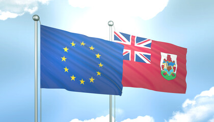 European Union and Bermuda Flag Together A Concept of Realations