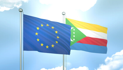 European Union and Comoros Flag Together A Concept of Realations