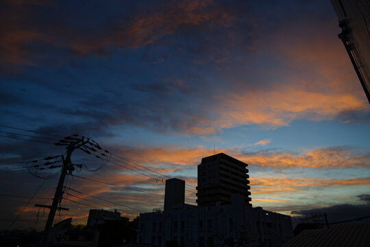 Sunset over the city