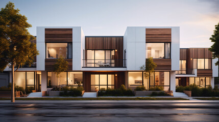 Modern modular private townhouses. Residential minimal