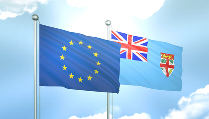 European Union and Fiji Flag Together A Concept of Realations
