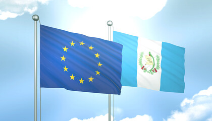 European Union and Guatemala Flag Together A Concept of Realations