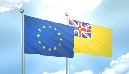 European Union and Niue Flag Together A Concept of Realations