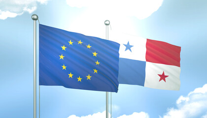 European Union and Panama Flag Together A Concept of Realations
