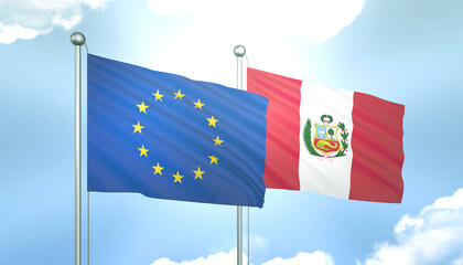European Union and Peru Flag Together A Concept of Realations