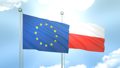 European Union and Poland Flag Together A Concept of Realations
