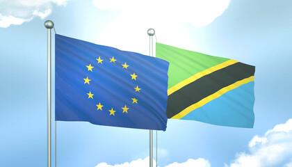 European Union and Tanzania Flag Together A Concept of Realations