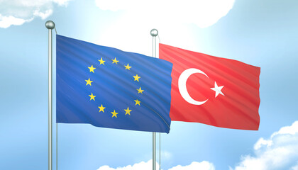 European Union and Turkey Flag Together A Concept of Realations