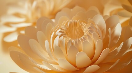 Bliskie spojrzenie na duży papierowy kremowy kwiat. Kwiat ma jasne płatki i wyraźne słoje. Delikatne detale okazują piękno natury.