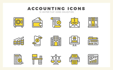 15 Accounting Two Color icons pack. vector illustration.