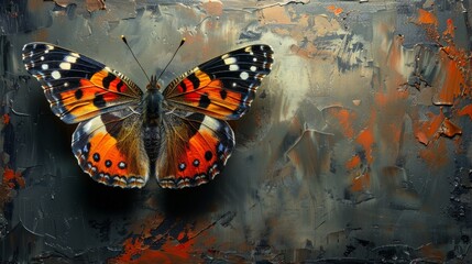 An abstract oil painting of a nostalgic butterfly.