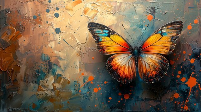 The art hanging picture is an abstract hand-painted nostalgic butterfly oil painting.