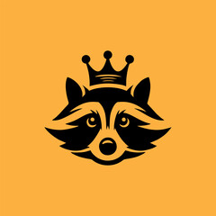 raccoon logo design. raccoon with crown. raccoon head logo vector © Edi priyatno
