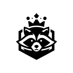 raccoon logo design. raccoon with crown. raccoon head logo vector © Edi priyatno