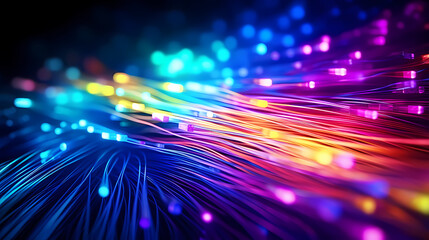 Colorful optical fiber intense color technology background
