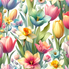 Fototapeta premium Spring flowers illustration