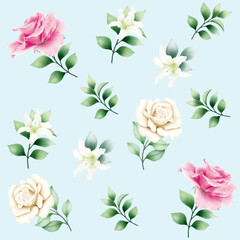 seamless pattern floral rose watercolor  