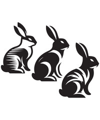 Fototapeta na wymiar Hand Drawn Animals Silhouette Set Illustration, Happy Easter Sunday