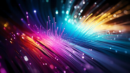 Fototapeta premium Colorful optical fiber intense color technology background