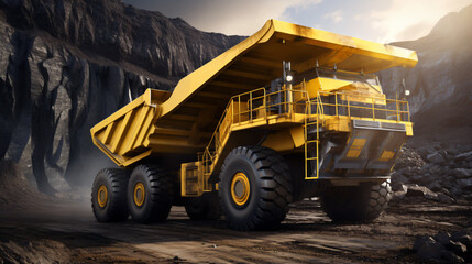 Open pit mine industry big yellow mining truck