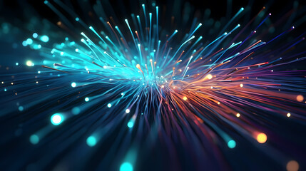 Colorful optical fiber intense color technology background