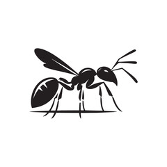 Tiny Titans: Vector Ant Silhouette - Capturing the Industriousness and Strength of Nature's Minuscule Worker. Minimalist ant illustration