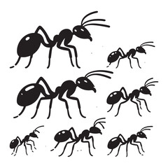 Tiny Titans: Vector Ant Silhouette - Capturing the Industriousness and Strength of Nature's Minuscule Worker. Minimalist ant illustration