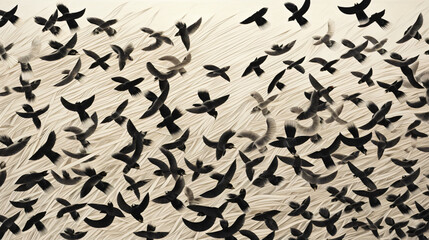 Patterns resembling a flock of birds in flight