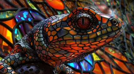 Foto op Canvas Stained glass chameleon © Sania