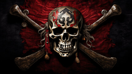 Pirate Skull and Crossbones  Jolly Roger Flag with Skull