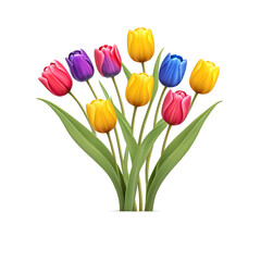 Colorful logotype of drawn tulips on a white background