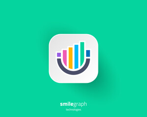 Creative colorful flat smile chart logo