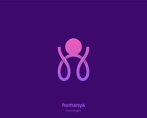 Creative colorful line people logo gradient