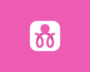 Creative colorful simple people on app icon logo