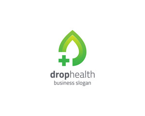 Creative colorful water drop with cross health logo